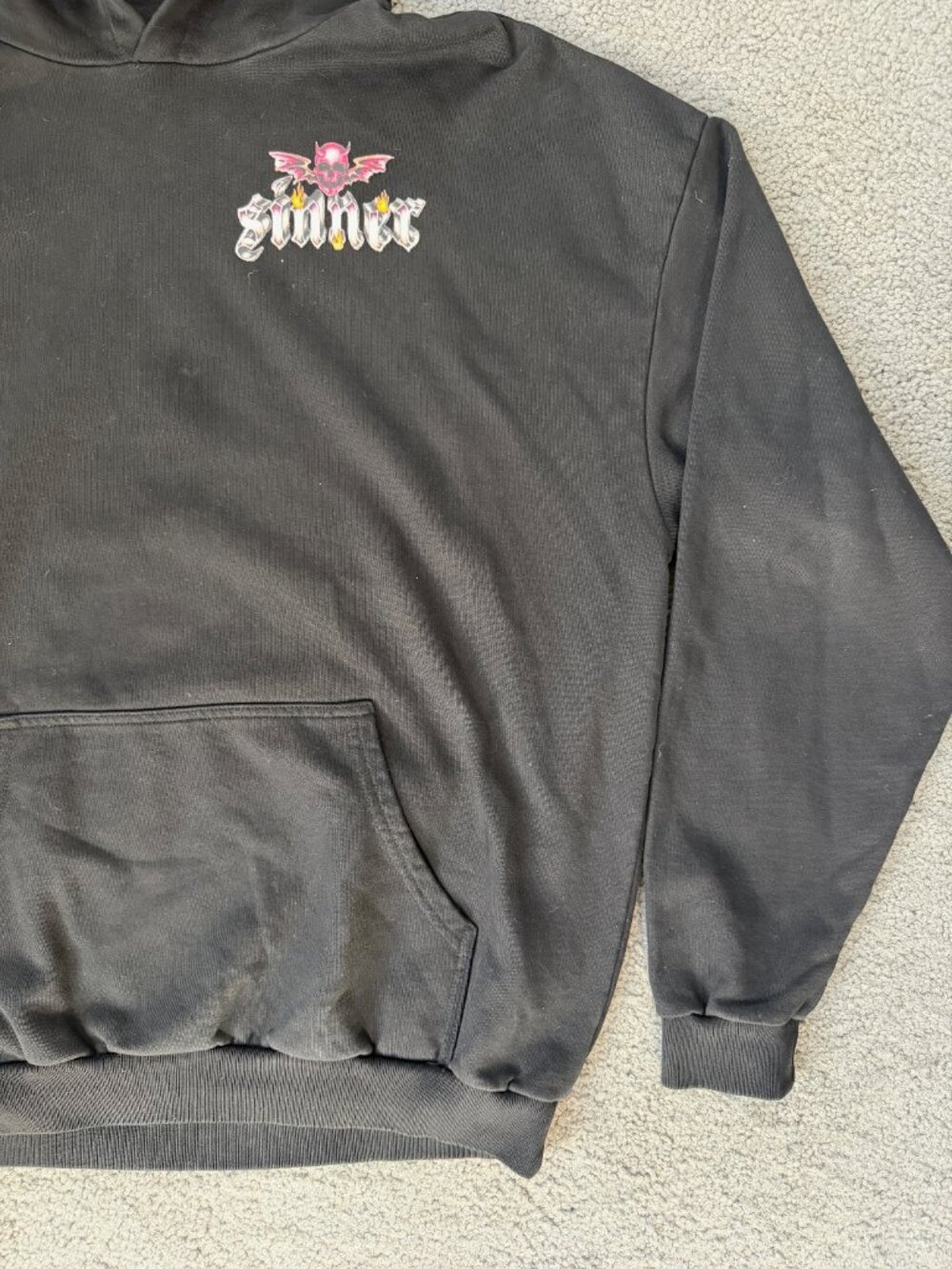 MBM Clothing Marcos Alvarado Black Sinner Hoodie Winged Skeleton Size M - Picture 3 of 11
